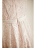 Ivory Lace Pink Lining Boho Flower Girl Dress